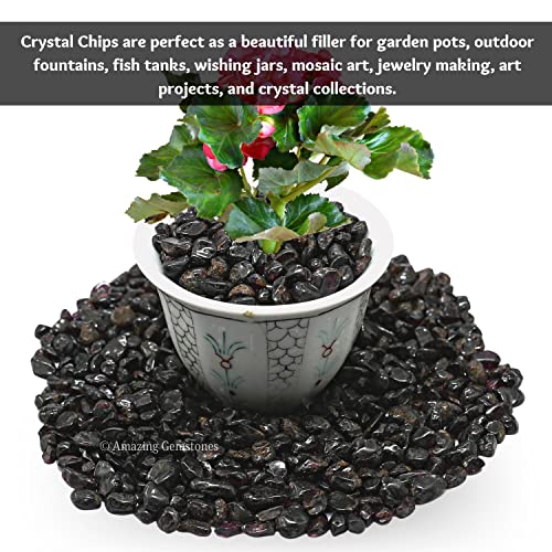 Image of Amazing Gemstone Garnet Crystal Chips Aquarium Gravel Rocks - 1000+ Carat Garnet Chips Bulk Fish Tank Gravel, Small Tumbled Stone Chips and Tiny Crystals for Decoration (Natural AAA Grade Gemstones)