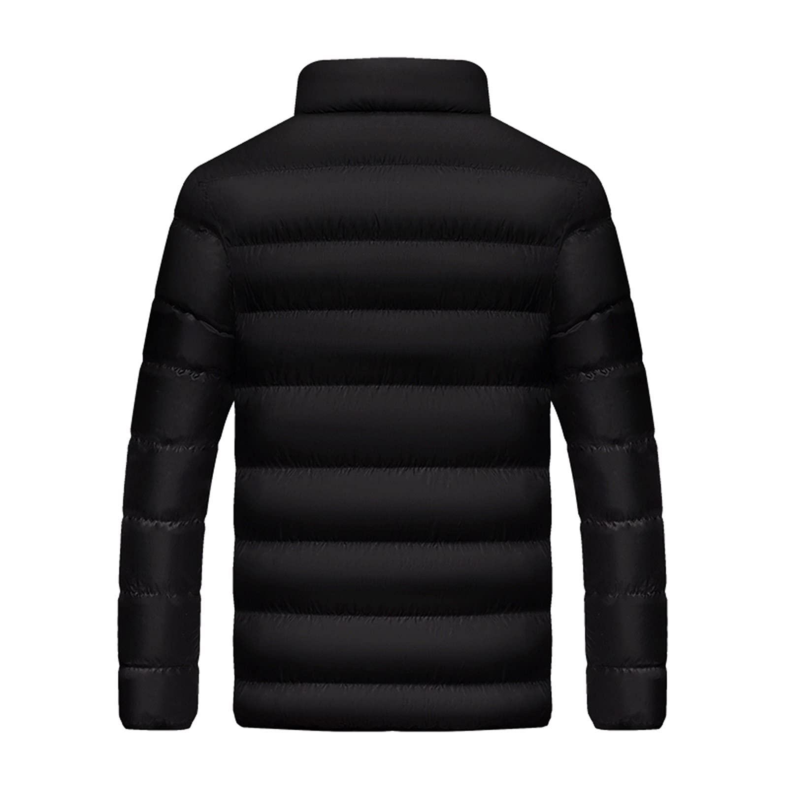 Mens Quilted Puffer Jacket Down Packable Lightweight Stand Collar Winter Warm Bubble Coats with Zipper Pockets