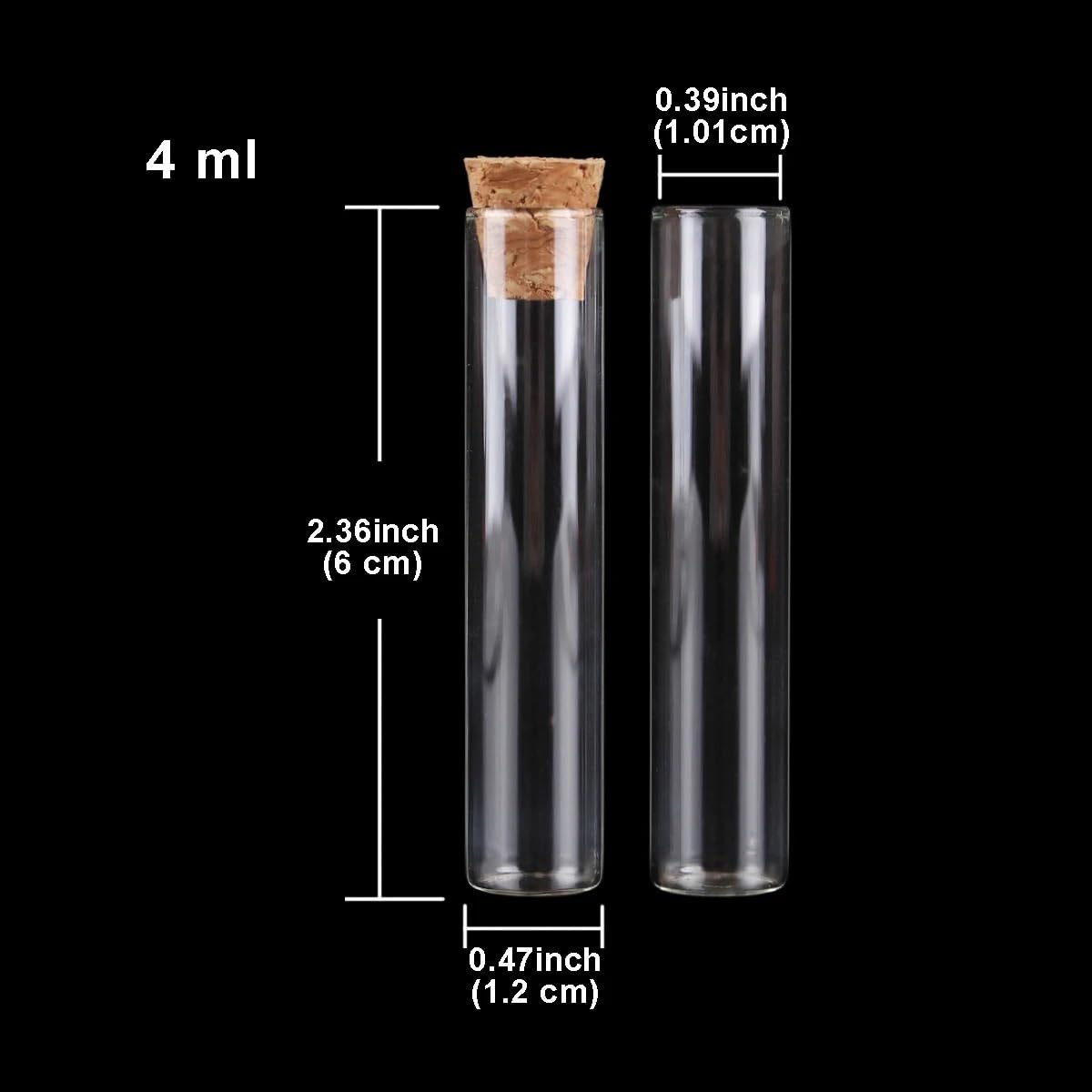 SYLALE Lote de 100 Mini Tubos de ensayo de 4 ml/5 ml con tapón de Corcho, frascos, Viales, Manualidades.(5ml)