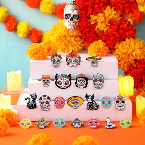 40 Pcs Day of the Dead Sugar Skull Enamel Pins for Backpacks Halloween Skeleton Lapel Pins Dia De Los Muertos Brooch for Women Men Clothes Bags Accessories Gifts3