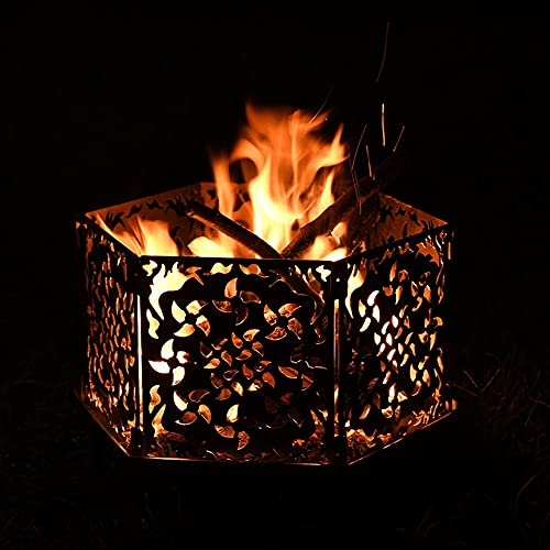 Hexágono y cuencos, parrilla grande de leña, calentador de patio de circulación de calor de 360°