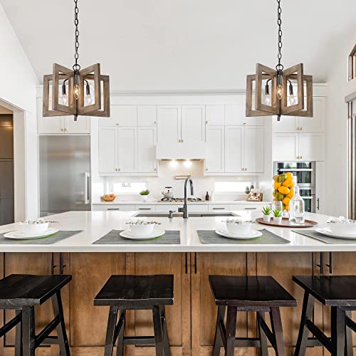 Farmhouse Chandelier, Wood Chandelier Light Kitchen Island, 5 Light Rustic Chandelier Light Fixtures For Dining Room, Foyer, Entryway #TOP3