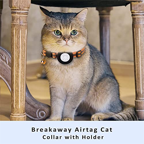Image of Airtag Cat Collars, 2Pack Reflective Personalized Air Tag Cat Collar with Breakaway Safety Buckle and Bell, Adjustable Cat Collar with Airtag Holder for Small Pets Pink