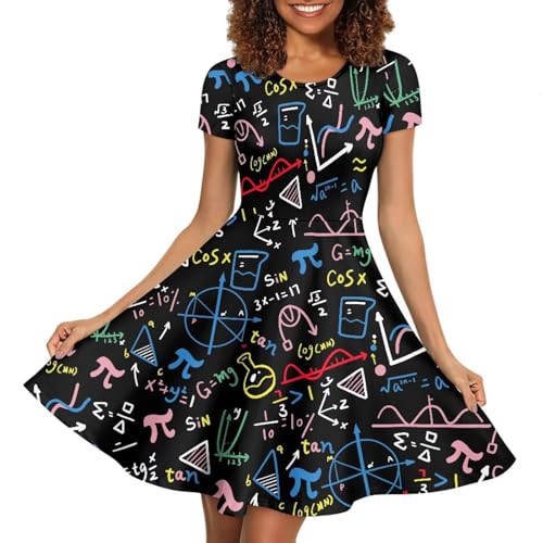 Image of Forchrinse Native Aztec Style Black White Geometric Women's Midi Dress Casual Long Dress Round Neck Swing Dress