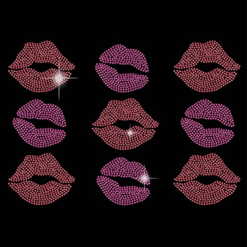 Calcomanías de diamantes de imitación para ropa con apliques térmicos de labios brillantes 2