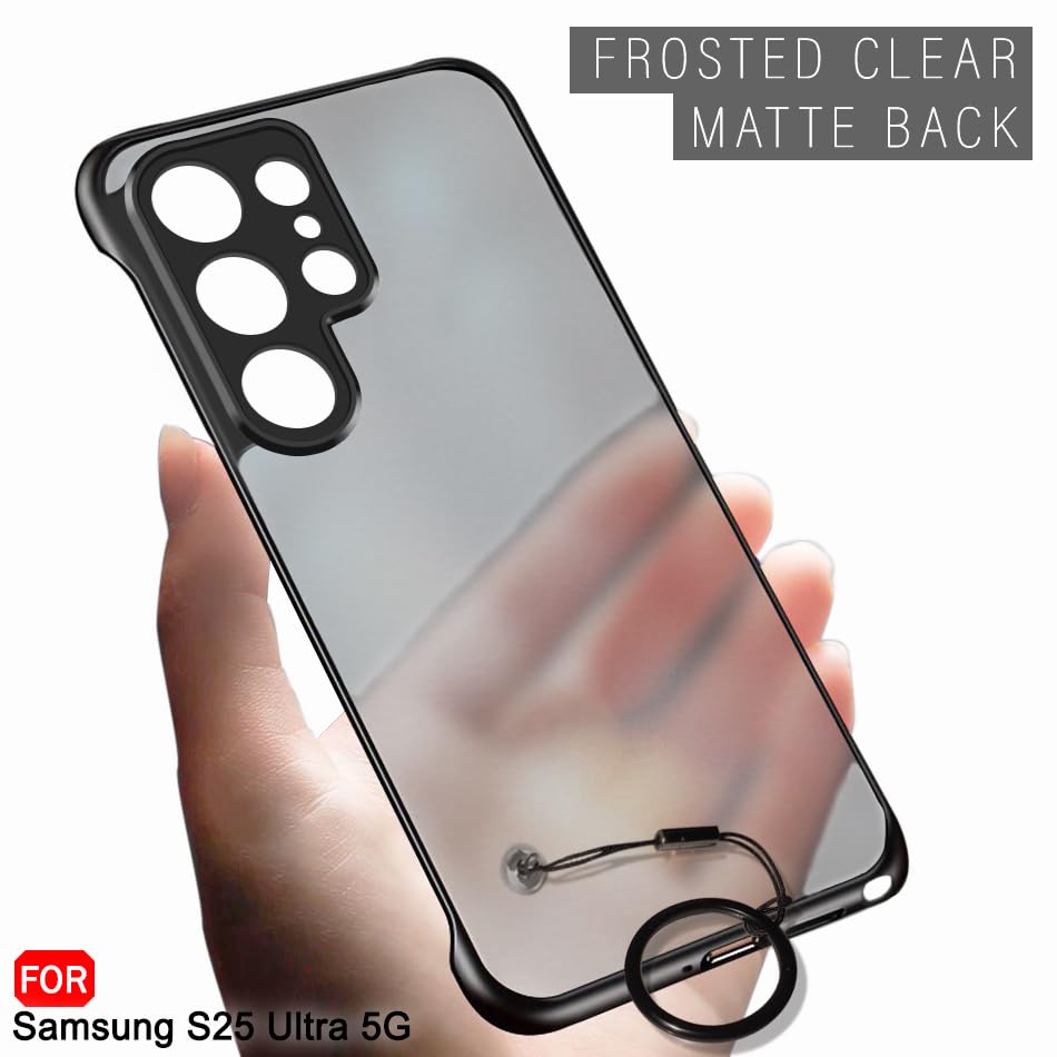 Image of TheGiftKart Hybrid Ultimate Slim Back Case Cover for Samsung Galaxy S25 Ultra 5G | Lightweight Profile | Hard Back Cover Case (PC & TPU, Frosted Matte Translucent, Black Bumper)