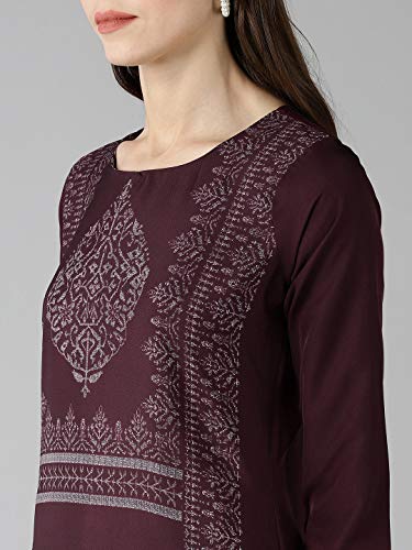 Image of Vaamsi Women's Crepe A-Line Kurta (VPK1702E S Maroon)