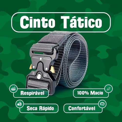 Cinto Tático Militar Com Fivela de Engate Rápido Anti Alérgico | Alpha Ecom (Verde Metal)