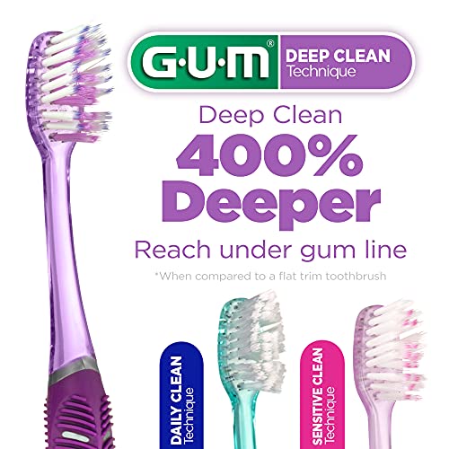 Gum - 525E Technique Deep Clean Toothbrush With Quad-Grip Handle, Compact Head & Soft Bristles, 3 Count #TOP3