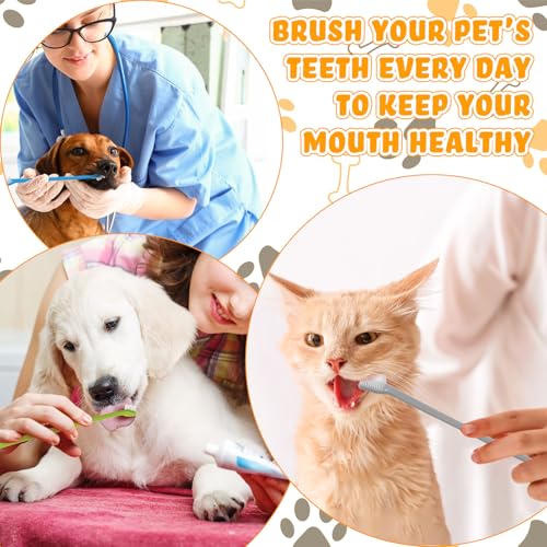 Image of Nuenen 15 Pcs Dog Toothbrush Dual Headed Dental Brushes Puppy Tooth Brushing Kit Long Handle Toothbrush for Large and Small Dogs Cats Most Pets Teeth Cleaning Oral Care Supplies (Colorful)