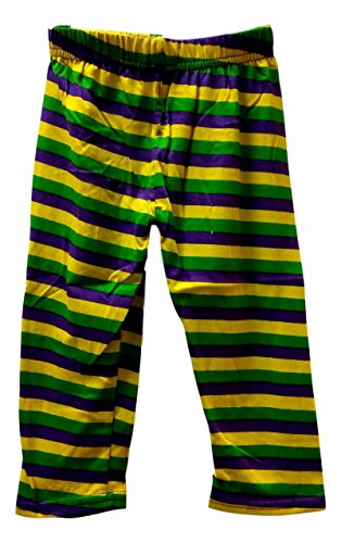 Mardi Gras Leggings Girls 6 Stripe Purple Green Yellow Soft Knit2