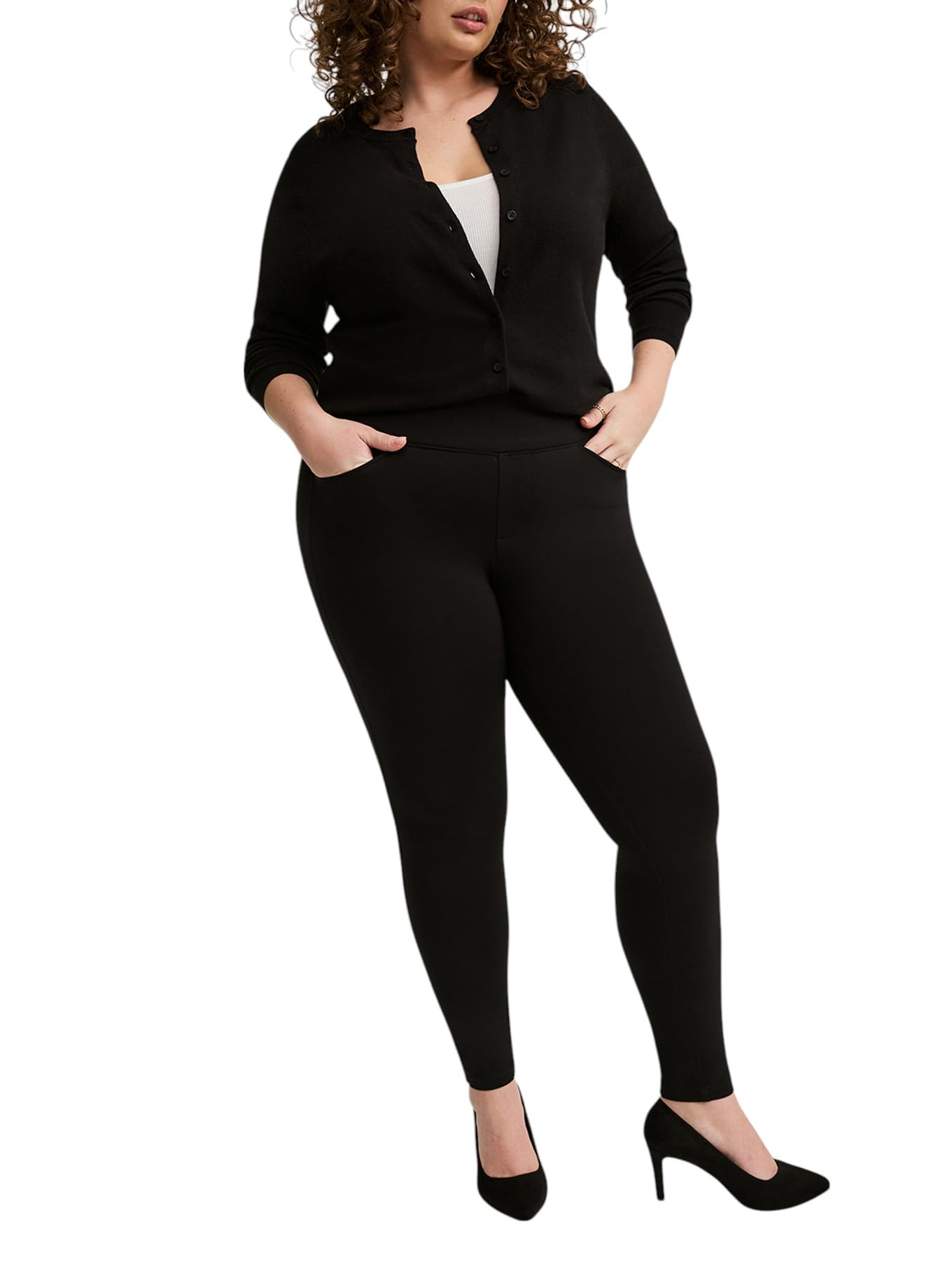 Torrid Womens Plus Size Studio Pixie Luxe Ponte Skinny Pant Deep Black 2 Short
