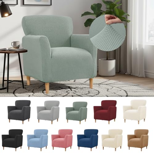 YuLiMirich Housse de fauteuil extensible avec accoudoirs, en tricot élastique, pour salon, bureau, protection contre les taches, l'usure des cheveux (vert)