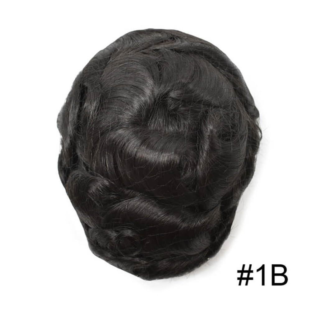 Tupecik męski Peruka Afro Curly dla mężczyzn 0,1 mm Wstrzykiwanie Pełna skóra męska Proteza włosów 6 Kręcone peruki z ludzkich Treski(6x9)