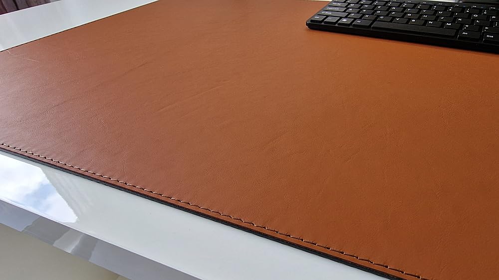 PM Schreibtischunterlage Echt Leder cognac braun mit Mauspad Rindsleder (60cm x 40cm)
