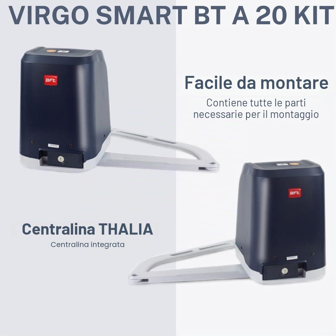 BFT Virgo SMART BT A20 - Attuatore per cancello a battente a doppio battente automatico per cancello automatico max. 4 m o 400 kg per ala con 3 telecomandi