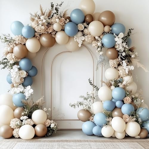 Image of RUBFAC 129pcs Dusty Blue Balloons Different Sizes 18 12 10 5 Inch Latex Haze Blue Balloon Garland Arch for Party Decoration Birthday Wedding Engagements Anniversary Baby Shower Party Supplies