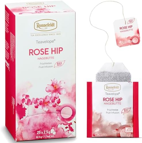 Ronnefeldt Teavelope Rose Hip Fruit Tea Bags, Caffeine Free, 25 Ct