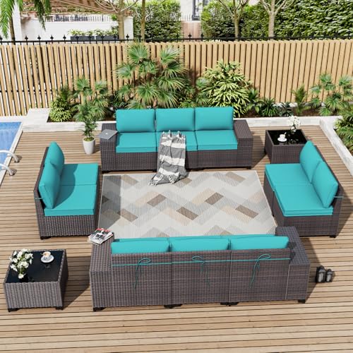 ALAULM 12 Pieces Outdoor Patio Furniture Set Sectional Sofa Sets