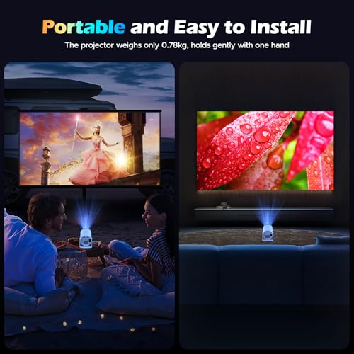 Image of Mini Projector with WiFi and Bluetooth, 4K Projector, 270 Rotatable Portable Projector for Bedroom, 130'' Display Smart Projector Home Theater Compatible with iPhone /TV Stick /HDMI /USB /Laptop