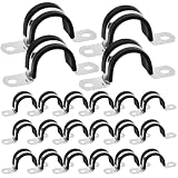 22 Piezas Abrazaderas Metálicas para Tubos de 25 mm, Abrazaderas de Tubo con Inserto de Goma, Mordazas de Fontanería de Acero Inoxidable, Kit de Soporte para Manguera, Cable o Montaje de Tuberías