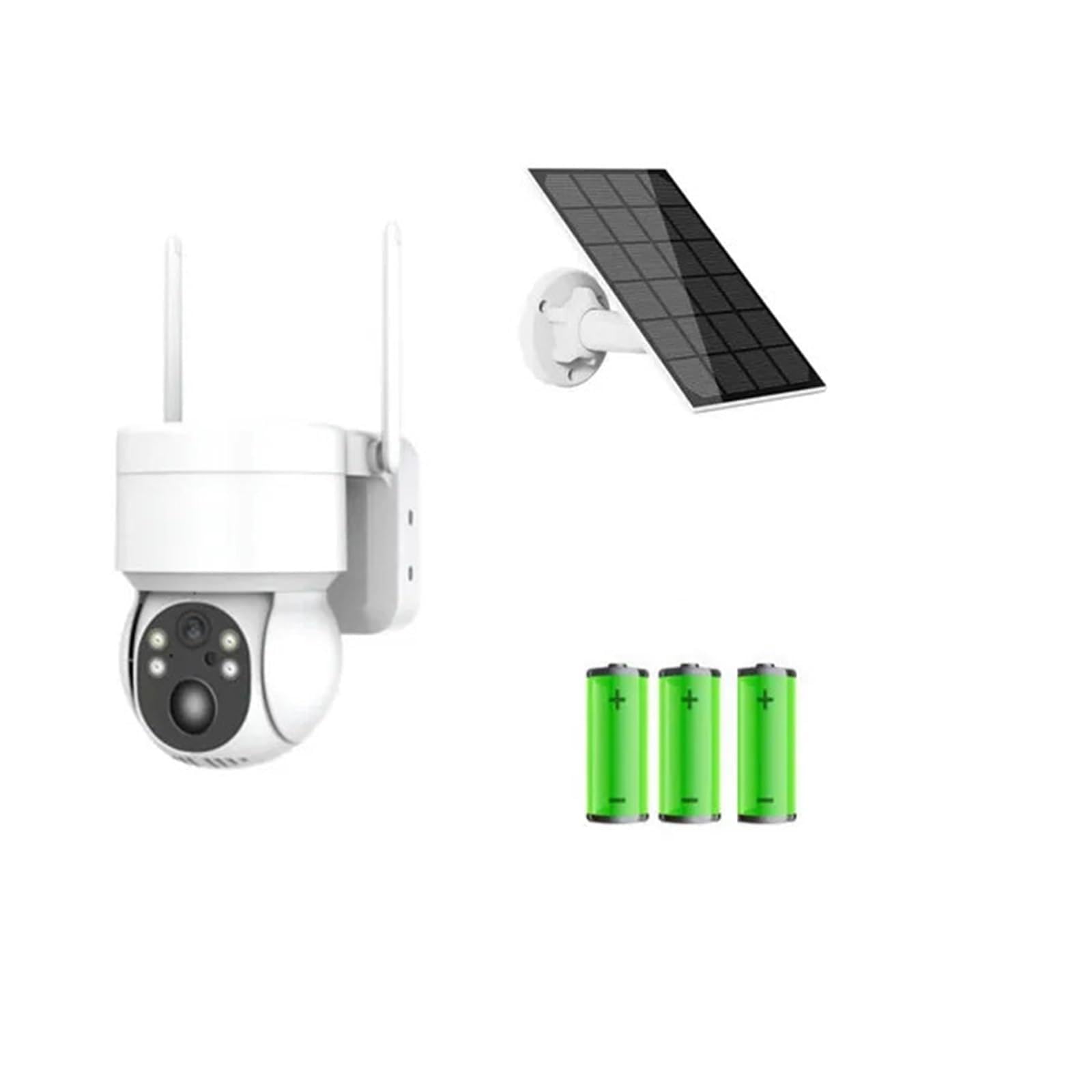 Camera Surveillance, Caméra Solaire PTZ 4MP caméra de sécurité Solaire sans Fil CCTV Batterie extérieure caméra IP PTZ Rechargeable avec Panneau Solaire,Sécurité, Antivol(WiFi Camera Only)