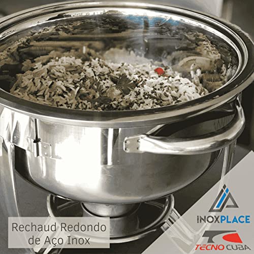 Rechaud Redondo de Aço Inox Capacidade 6 Litros Tecnocuba