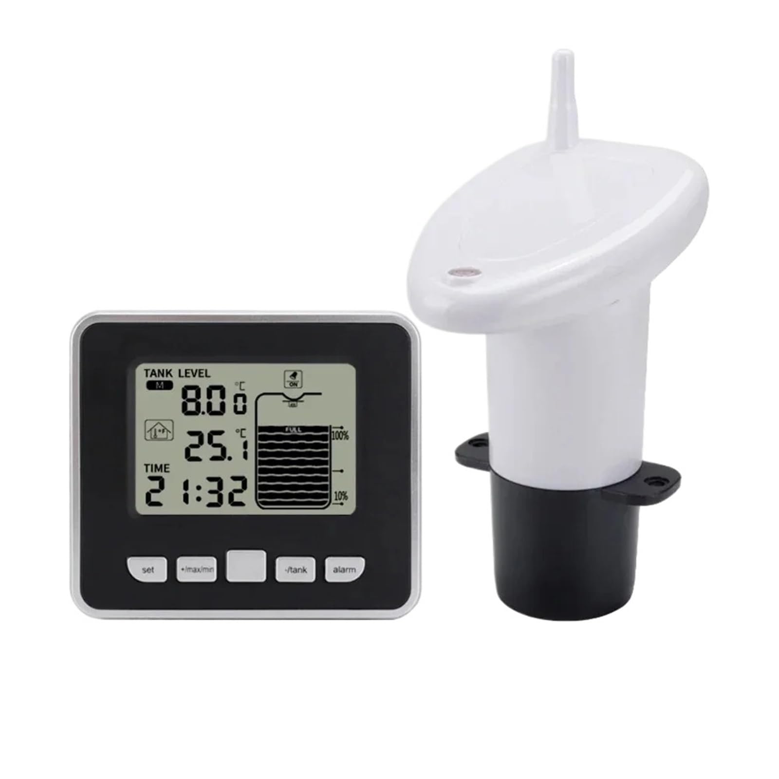 RWRAPS Water Tank Liquid Level Meter with Temperature Sensor Water Level Time Display Low Battery Indicator(1Pcs)