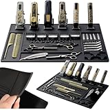 HAPPYPOSH Magnetic Barber Mat for Clippers, Large Professional Barber Station Mat with 6 Strong Magnets, Non-Slip Rubber Barber Tool Organizer for Salon Stations, 20' x 14' Black