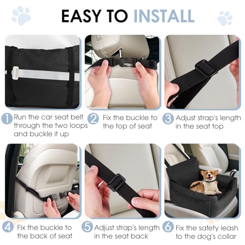Ezvsevuo Hunde Autositz, 54x52x35cm - Hundesitz Auto Rückbank, Hundeautositz Hundesitz Kleine Hunde, Hundekorb Auto mit Abnehmbar Waschbar Hundekissen & Aufbewahrungstaschen, Schwarz