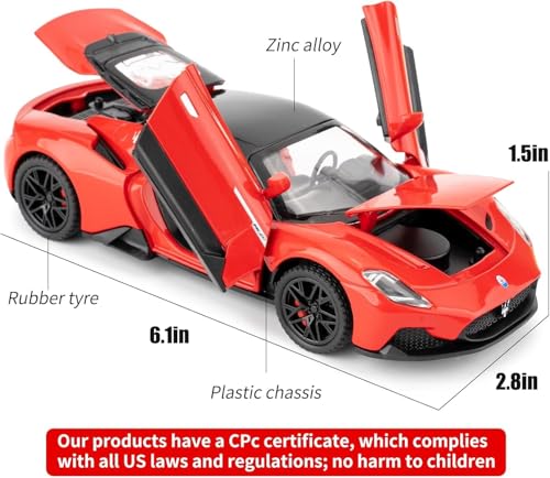 Image of 1:32 Scale Maserati Toy Car|Metal Pullback Diecast Car for Kids with Openable Doors, Sound|Light Effects Toy for Car Enthusiasts|Color As Per Available