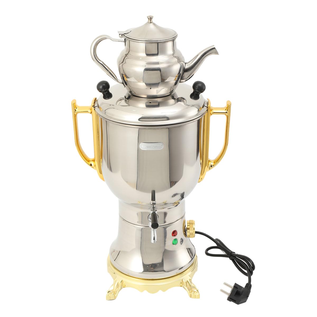 Samowar 5 L Semaver Edelstahl – Teekocher/Elektrischer Samowar für Gastronomie & Haushalt
