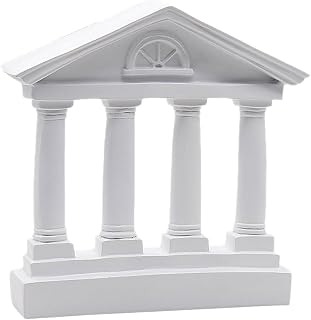 Yardwe Temple Statue Resin Saturnon Temple Model Ancient Roman Style Decorative Sculpture for Home, Wedding, Banquet, Desk Decoration, 9.05 X 7.87 X 2.36 Inches, White