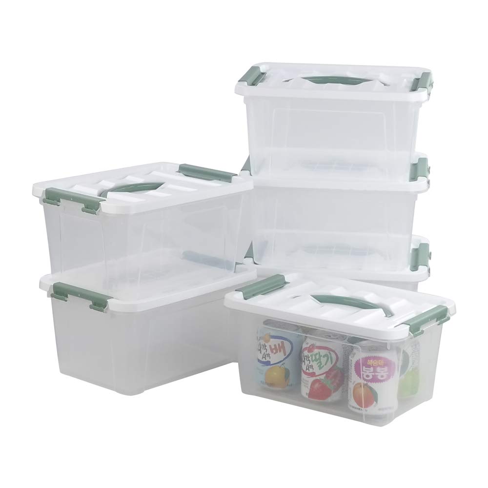 Bblina Clear 6 Liter Plastic Storage Boxes With Lids, Latch Box Set Of 6