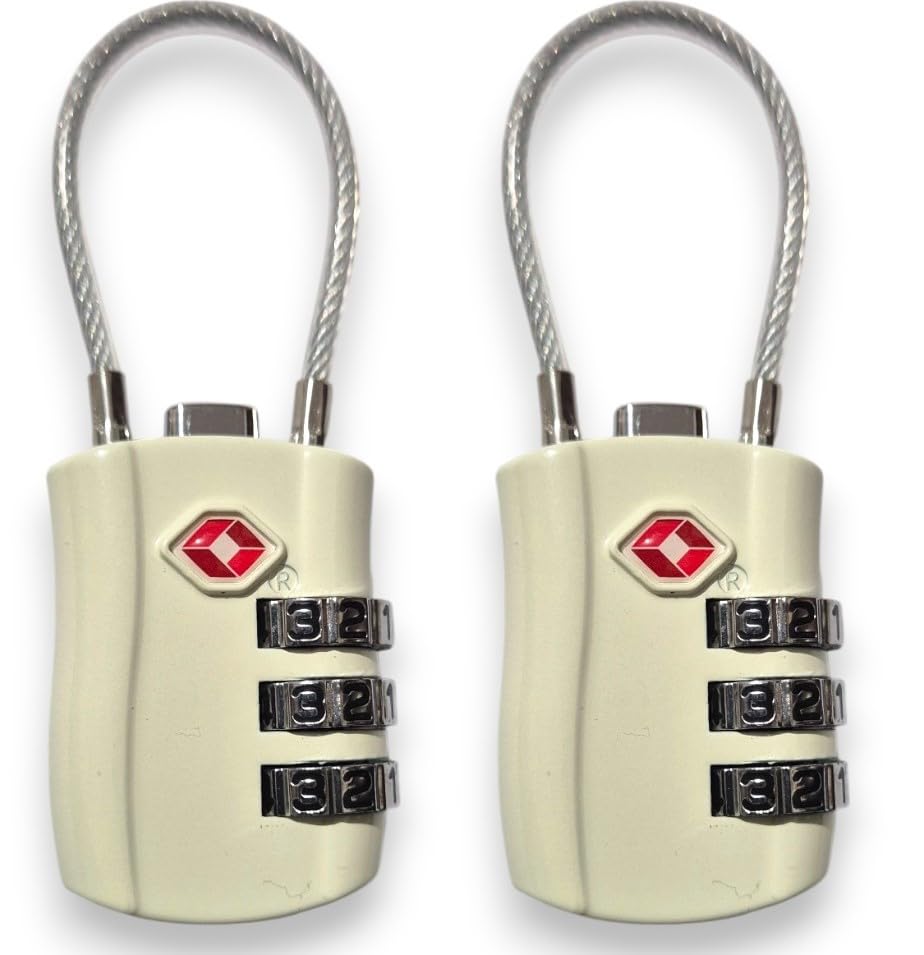 Conjunto de 2 Cadeados de Segurança com Cabo de Aço, Senha de 3 Dígitos, Sem Chave, para Mala, Armário e Mochila (2, azul escuro)