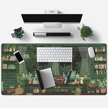 VYEUIAO Groene Muismat XL 80 x 30 cm, Bloemen, Bureau-onderlegger, Nacht, Computer, PC, Toetsenbord, Groot, Bureau, Pad en Bureaumat XL