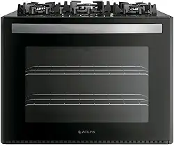 Atlas, Fogão de Embutir, Gás, 5 Bocas, Vidro Temperado, Forno Deslizante, Preto, Utop Tripla Chama, Embutido, 65x80x68,2cm, Acendimento Automático, 37,5kg