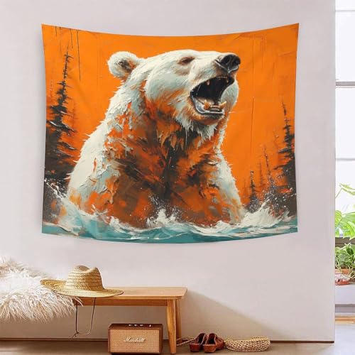 Tapisserie Ours 3D 180x230 cm grande décoration murale en tissu pour chambre