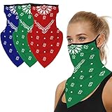Ainuno Green Christmas Mask with Ear Loops for Men Women Red Xmas Neck Gaiter Earlooped Blue Paisley...