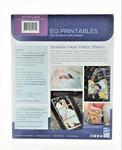 Electric Quilt P-CL811 Premium Printable Cotton Lawn Fabric 8.5""X11"" 6/Pkg-100% Cotton" thumb #1