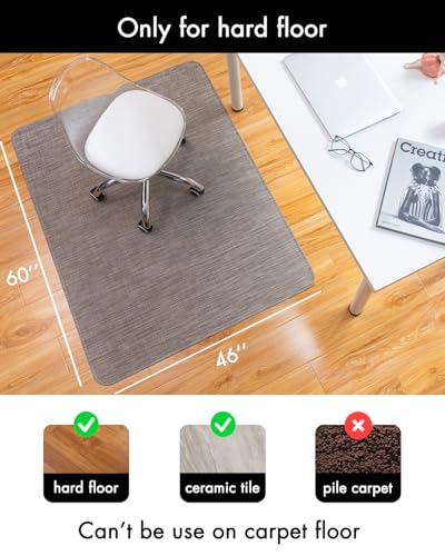 Image of BARoyal Office Chair Mat for Hardwood Floor Under Desk Computer Rolling Chair Mat for Wood /Tile Floor Non-Slip Heavy Duty Desk Rug PVC Plastic Hard Floor Protector 46 inchx 60 inch (Soapstone)
