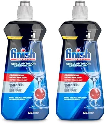 Finish Abrillantador Lavavajillas, vajilla seca, brillante y sin marcas - 500ml - 125 lavados (Paquete de 2)