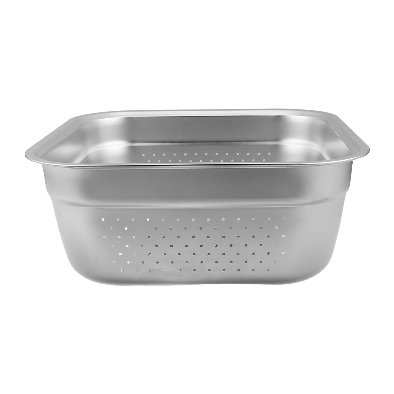 Operitacx Recipiente de acero inoxidable para lavar platos, colador cuadrado grande para fregadero de cocina, palangana para lavar frutas y verduras con borde liso para facilitar la limpieza, 30 x
