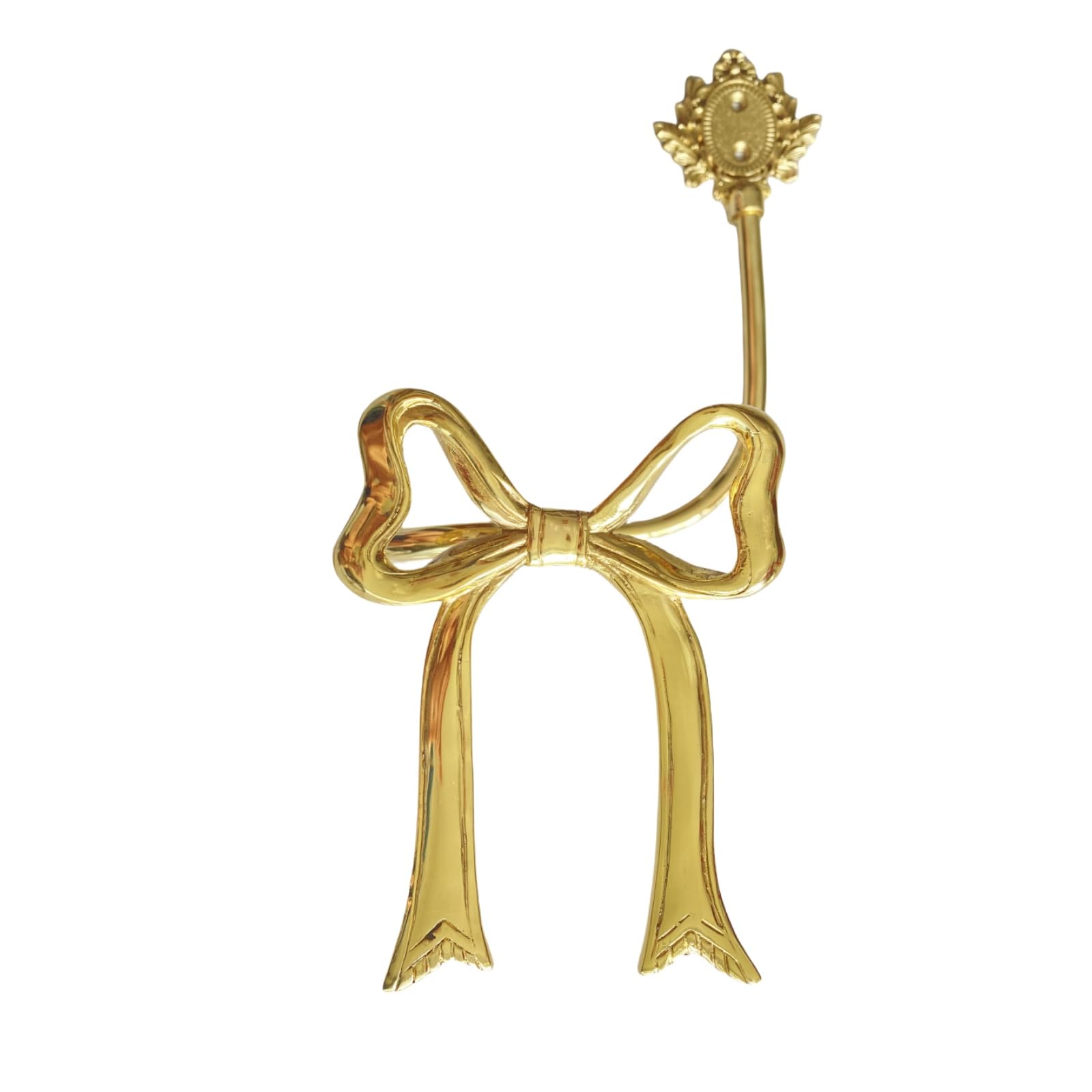 TerkCo Elegant Handmade Heavy Duty Brass Curtain Holdback,Gold Decorative Bow Style Curtain Tieback,Bow Tie Curtain Hooks Wall Decor (Right 1pc)
