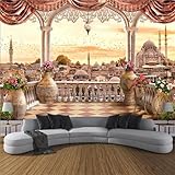 BEVEPE Turkey City Landscape Photo Wall Murals, Castle Building Town Outside The Window Mural Wallpaper, Wall Decal High Resolution Grease Free Apply to Living Room Bedroom（59' W x 39.4' H）