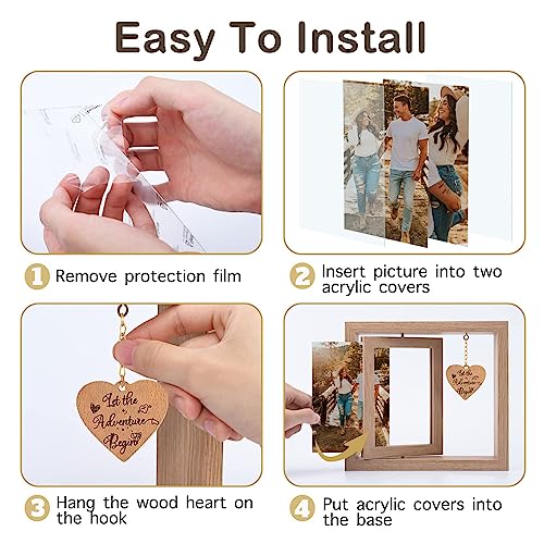GUANKE Couple Picture Frames, Rotating Romantic Picture Frames for Boyfriend Girlfriend, Husband - Image 4