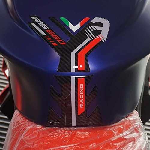 LABELBIKE - Autocollant 3D Moto Réservoir Protection et Décoration en Résine Compatible avec Aprilia RS 660 2020-2025 Rouge