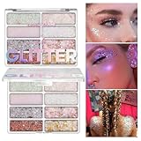 Kyannkara Face Body Party 8 Shapes Glitter, Mermaid Sequins Makeup Glitters Face Paint Face Glitter Body Glitter Gel, Hair Glitter Gel Shimmer Seouined High Pigmented