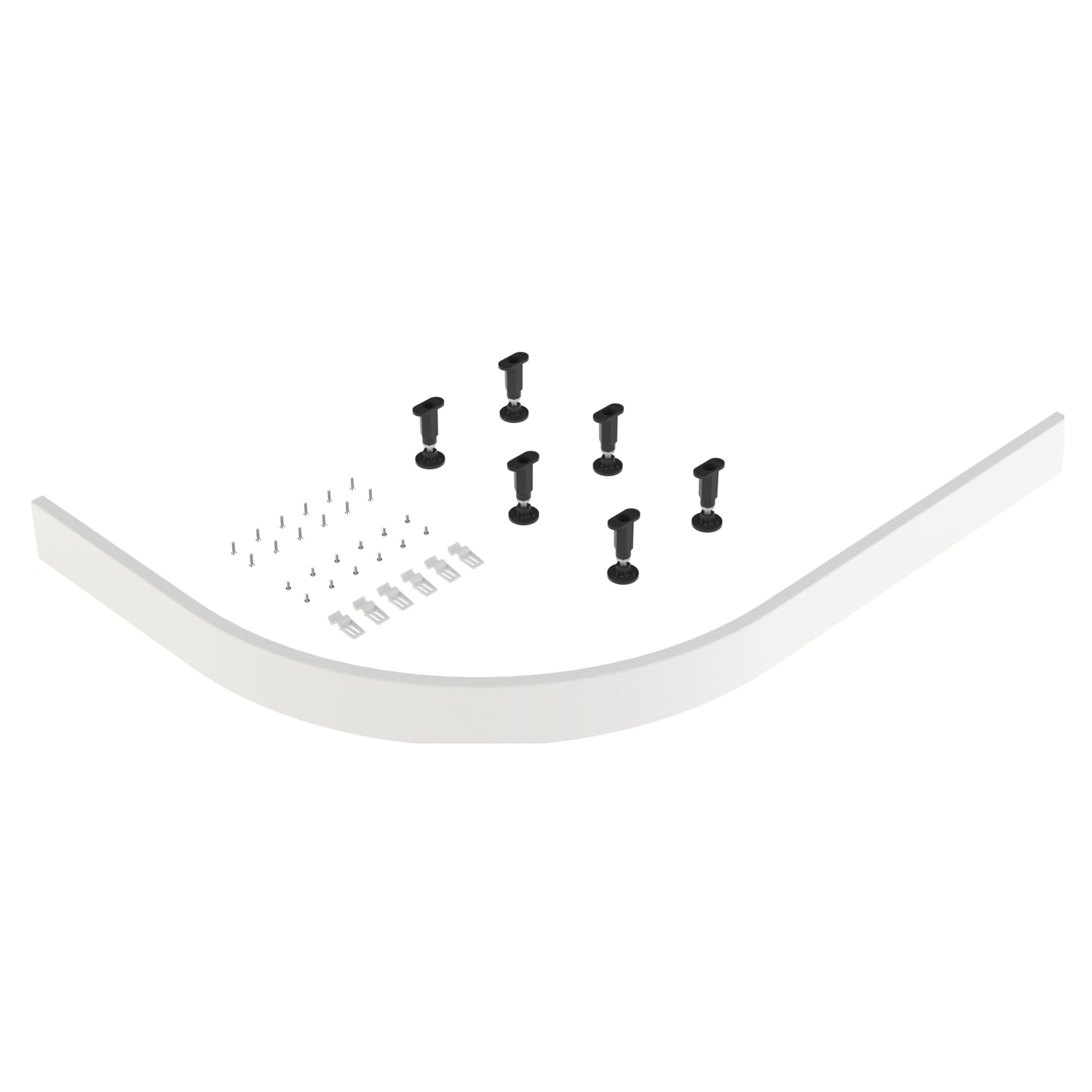 Balterley Shower Tray Riser Kit, Curve White Panel, 6 Pack of Legs, Clips & Screws, Leg Set & Plinth Kit for 800mm & 900mm Quadrant Trays, Shower Tray Plinth & Support Legs - 1200 x 1000mm (White)