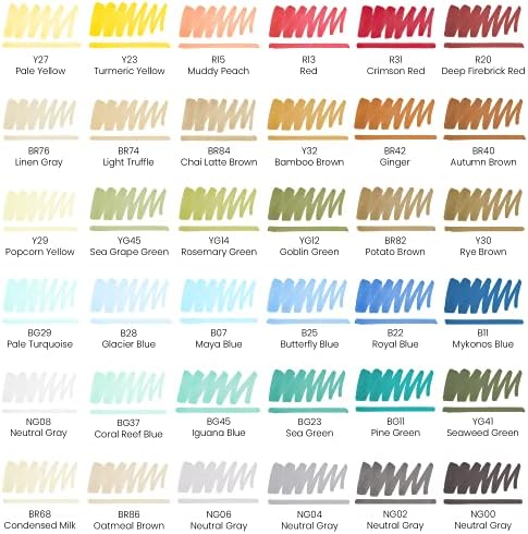 ARTEZA Alcohol Marker Pens, Set of 36 Colours, Americana Tones, Medium Chisel & Fine Tip, Art Supplies for Drawing & Sketching